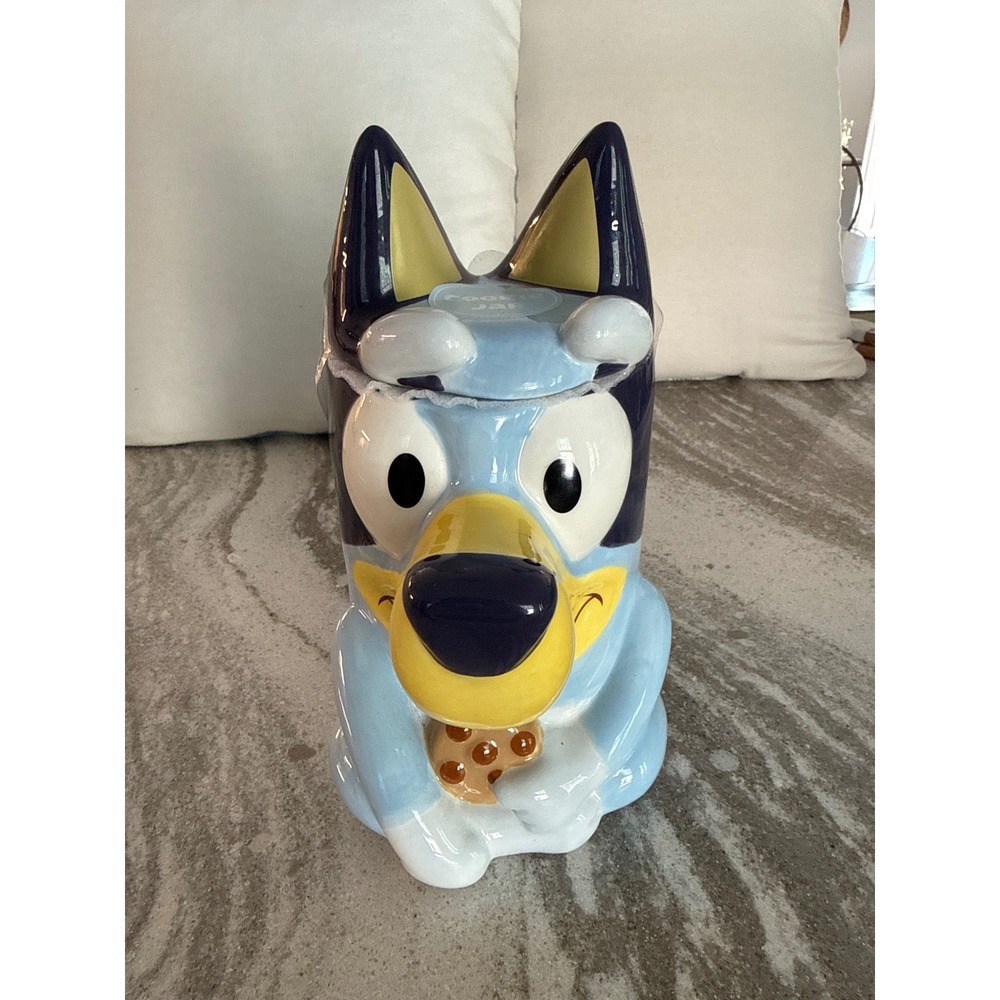 Bluey Cartoon Dog Ceramic Cookie Jar new 9.5"x7" painted